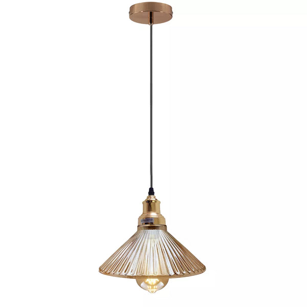 Vintage amberkleurige glazen E27 verstelbare plafondlamp - 5637 – Ja