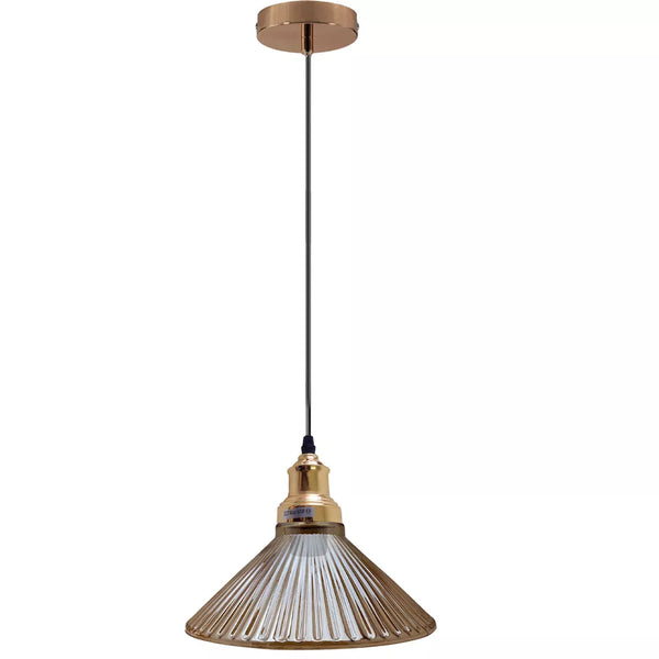Vintage amberkleurige glazen E27 verstelbare plafondlamp - 5637 – Nee