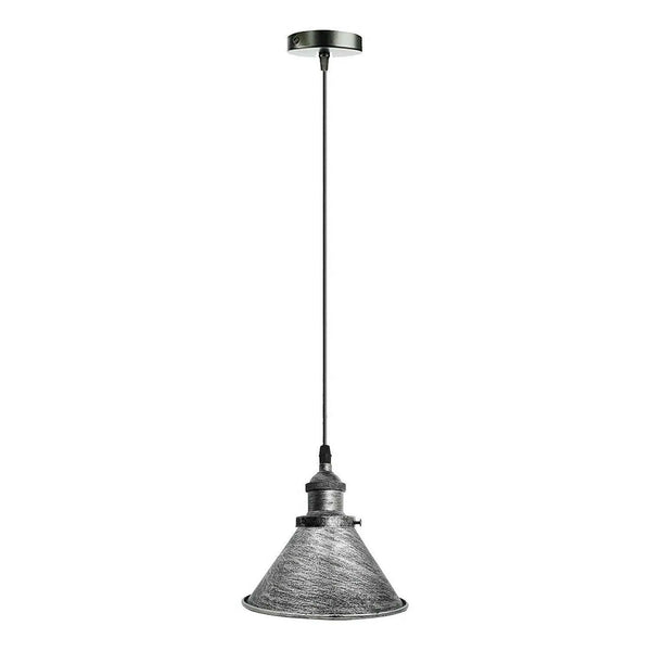 Vintage hangende plafondlamp ~5668 – Geborsteld zilver / 18CM