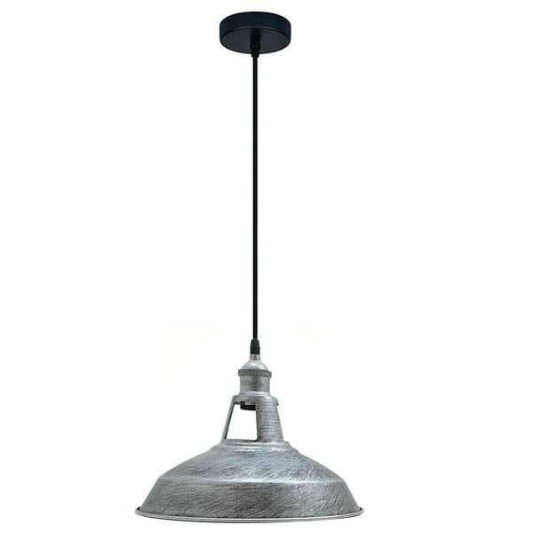 Vintage hangende plafondlamp ~5668 – Geborsteld zilver / 30CM