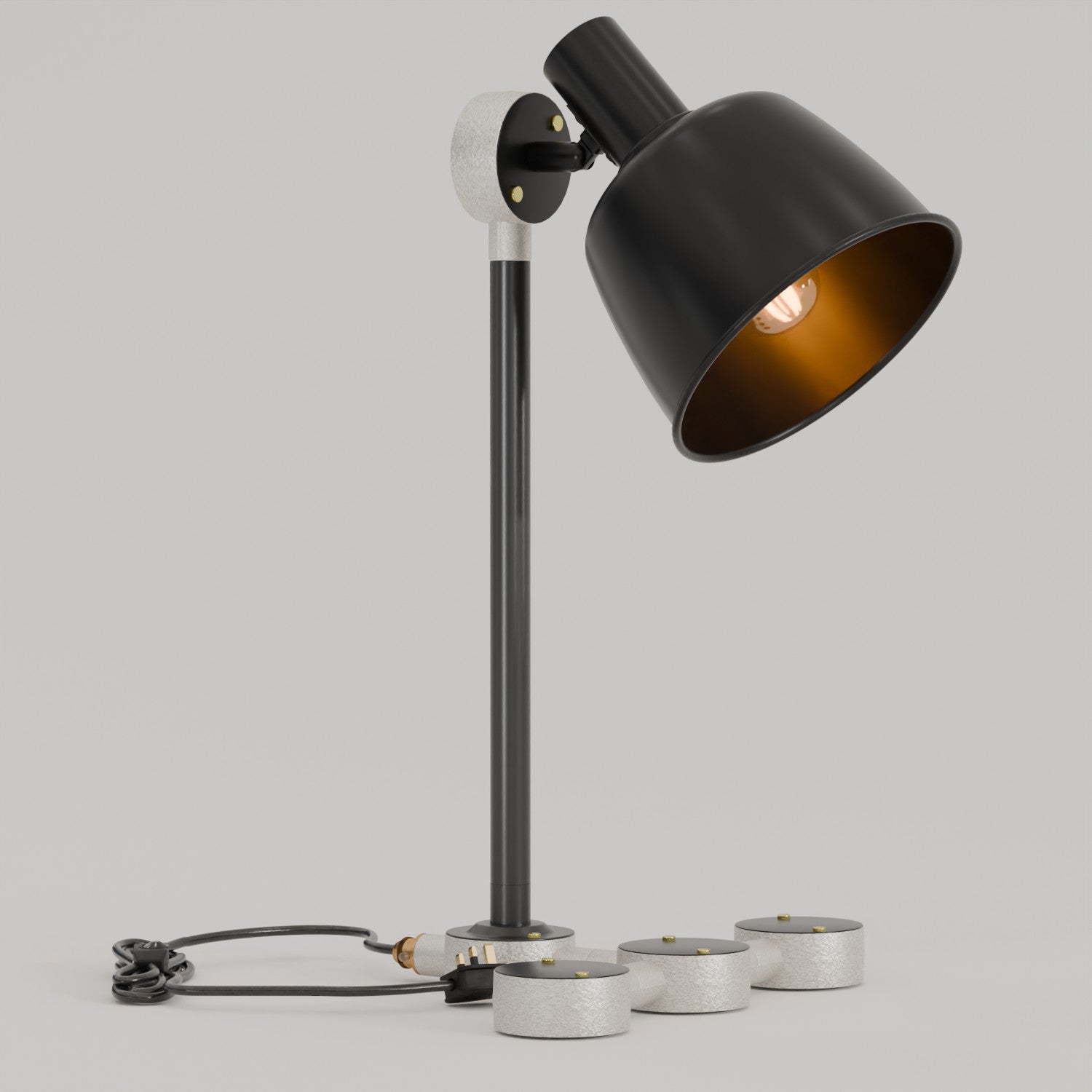 black conduit pipe desk lamp kit with a dimmer switch.