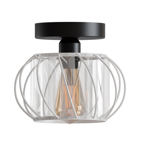 Industriële moderne plafondlamp van metaal en glas, inbouw ~ 5742 