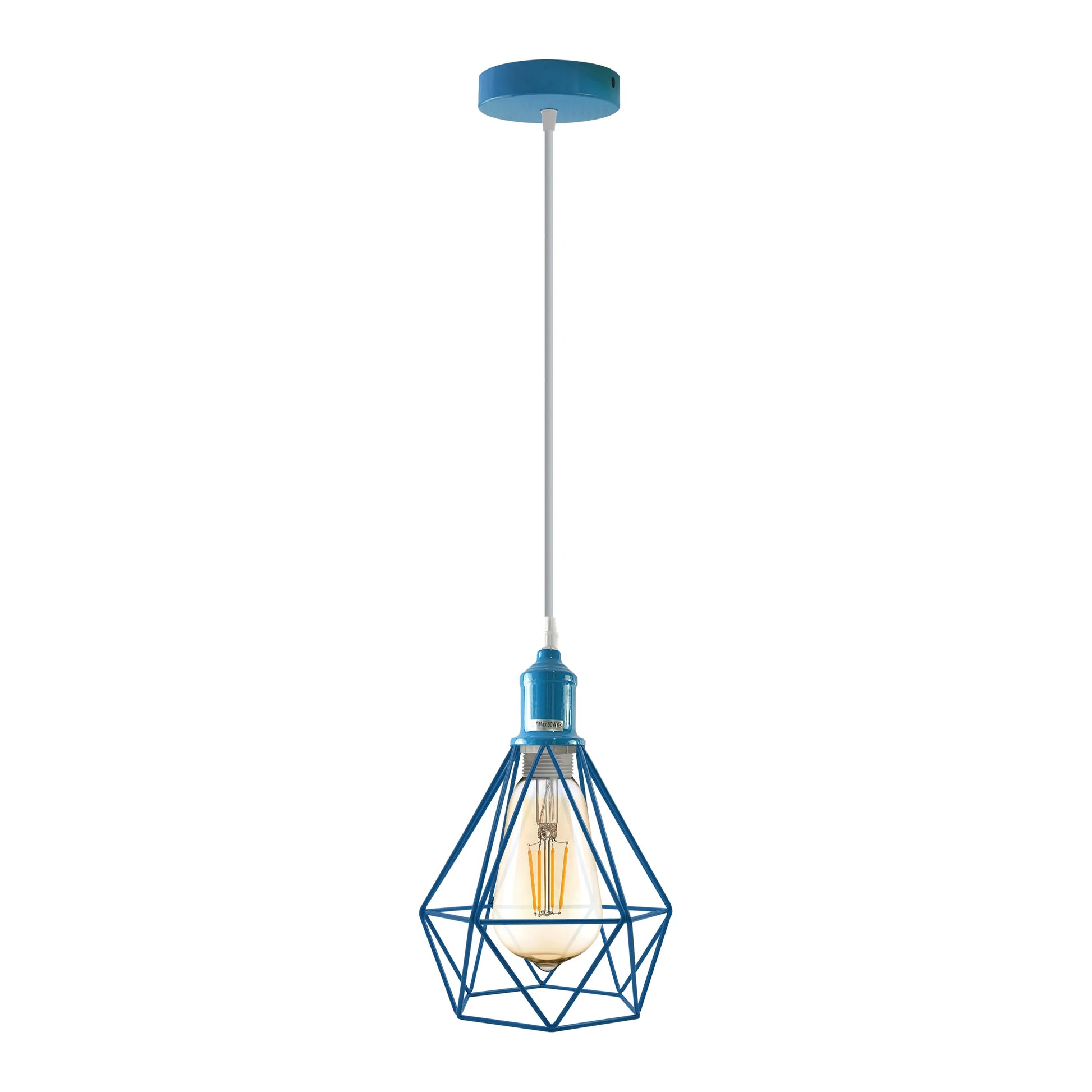 E27 Industrial Vintage Ceiling Hanging Blue Pendent Light Cage