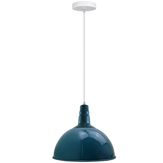 Vintage industriële plafondlamp met metalen koepelkap en hanglamp~5798