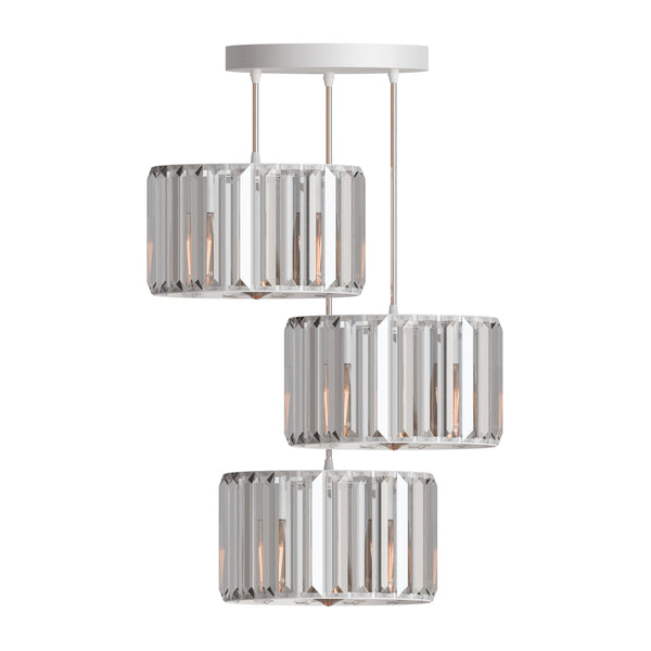 Moderne hanglamp met 3 koppen en heldere kristallen kap ~5873 – 20cm / White / Yes