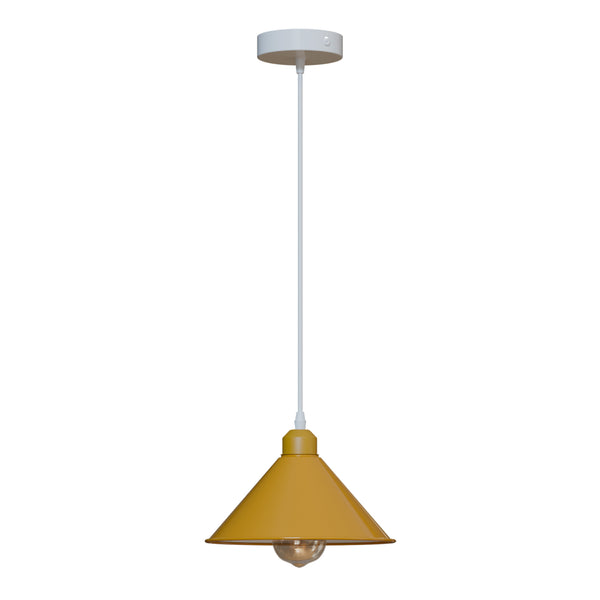 Vintage hanglamp met metalen kap – E27-compatibel ~ 5865 – Geel / Ja