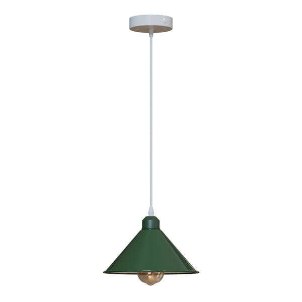 Vintage hanglamp met metalen kap – E27-compatibel ~ 5865 – Groente / Ja