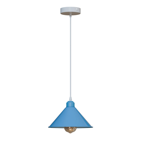 Vintage hanglamp met metalen kap – E27-compatibel ~ 5865 – Blauw / Ja