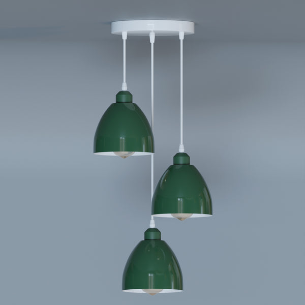 Industriële hanglamp met 3 koppen en verstelbare kabels – E27-compatibel ~5903 – Groente / Nee