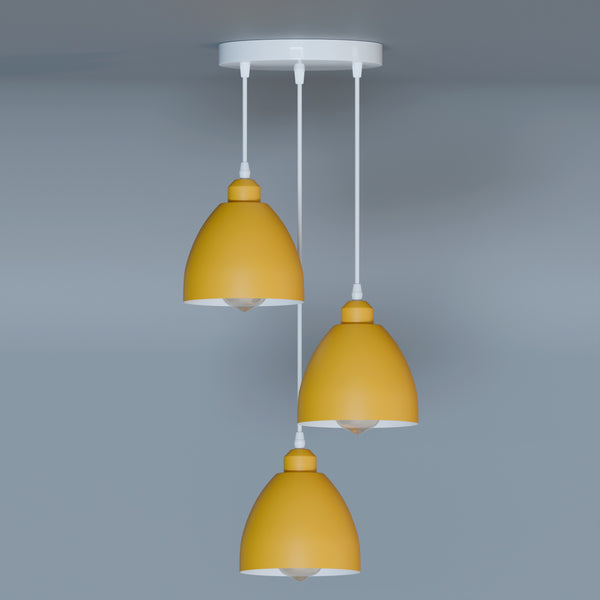 Industriële hanglamp met 3 koppen en verstelbare kabels – E27-compatibel ~5903 – Geel / Nee