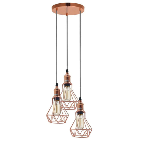 Vintage Retro 3-weg Diamanten Kooi Hanglamp ~5937