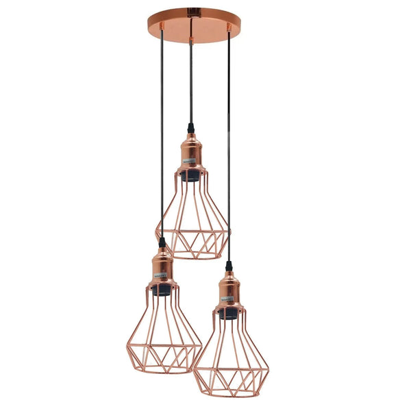 Vintage Retro 3-weg Diamanten Kooi Hanglamp ~5937 – Nee