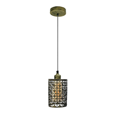 Moderne kooivormige hanglamp van geborsteld messing met hol ontwerp ~5965