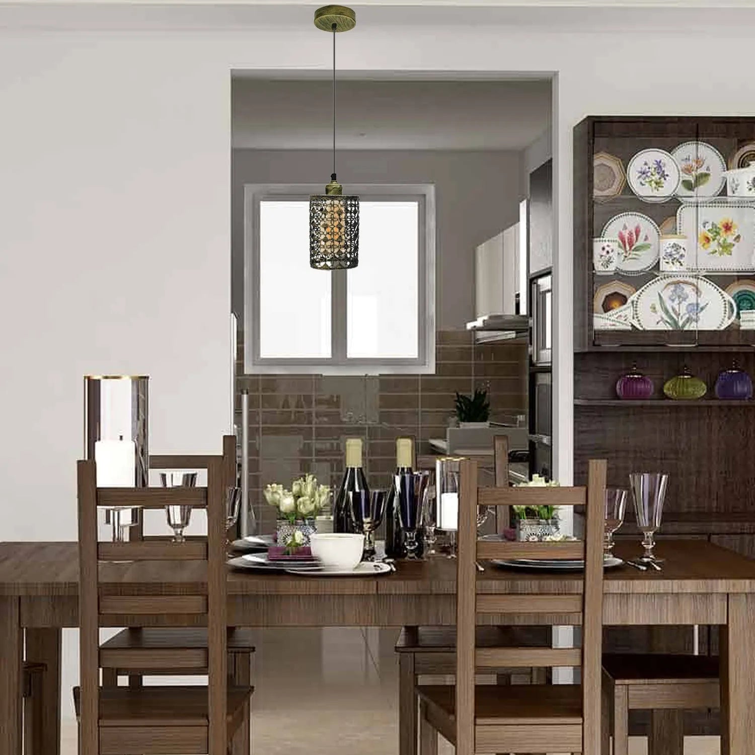 brushed brass modern cage pendant light