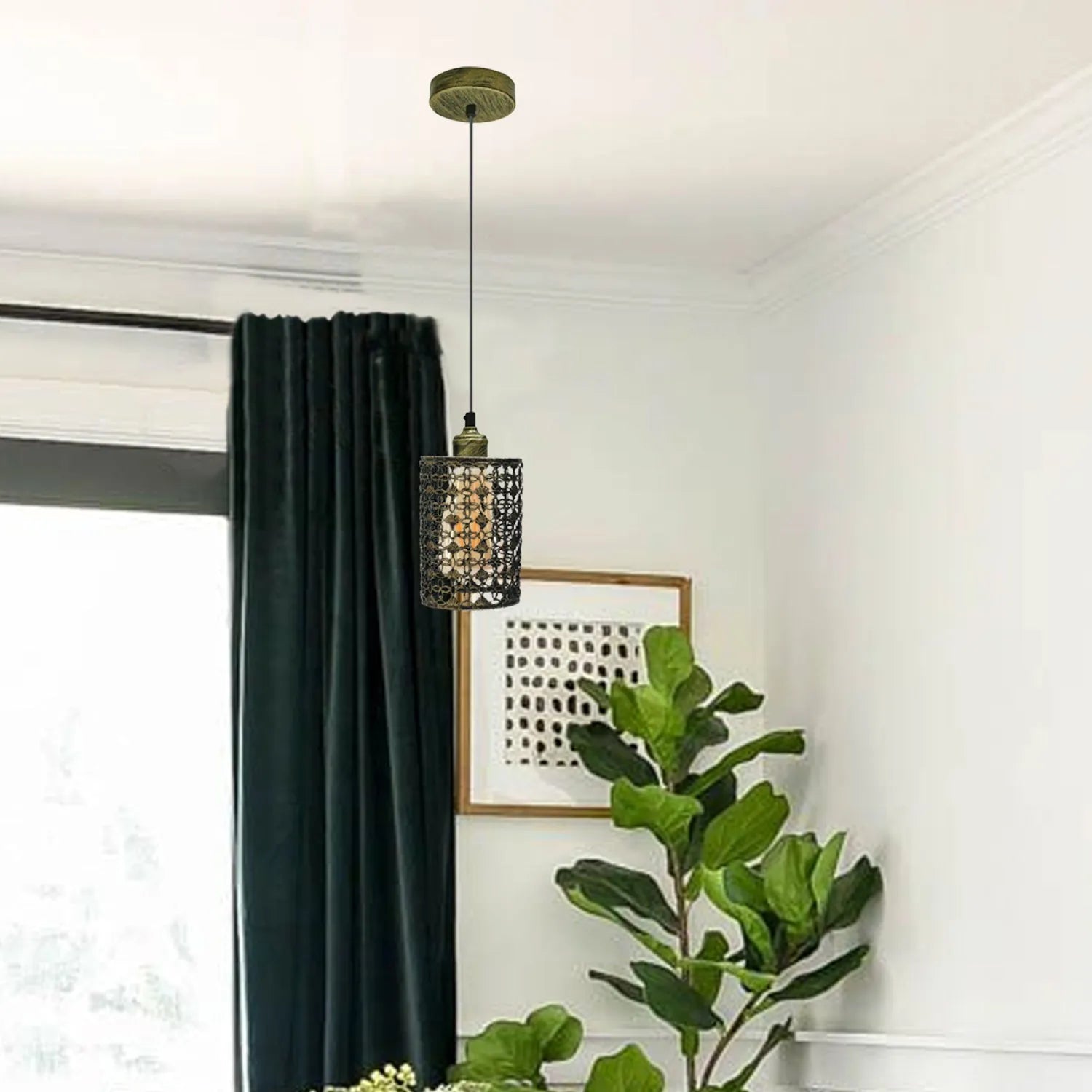 brushed brass modern cage pendant light