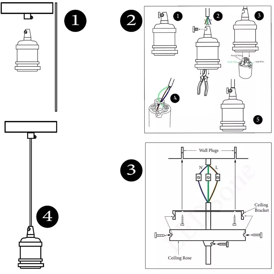 Pendant Light Ceiling Pendant Light Fitting E27 Lamp Holder Black Plastic Bulb Rose for Kitchen Island Living Room Bedroom Dinning Room Lightings Metal with Shade 100cm Braided Flex Cable Rose Black 1 Pack 2 Pack Adjustable With 90CM Set Antique Brass Fittings Wire and Grey Twisted Kit Satin Nickel Brown  Yellow Brass Copper Fixture white Plug in with hall house home decor Plastic chrome lamp shade mount style Brown  easy fit 1m hemp rope  Yellow brass crystal glass lights set iron semi flush gold fabric