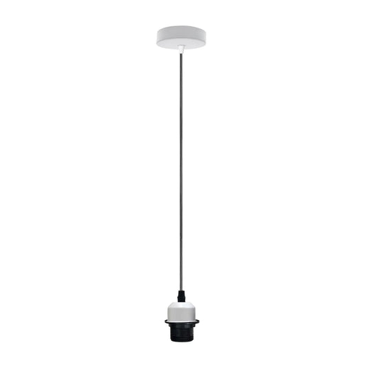 Witte hanglamp, lamphouder, plafondlamp, E27 UK-houder, PVC-kabel ~4205