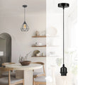 2-pack zwarte hanglamp, lampenkap E27 lamphouder, hanglamp, PVC-kabel ~ 4235