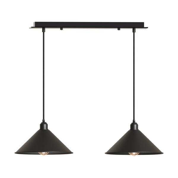 E27 2 Head Pendant Light Metal  ~6116 – Black / Yes