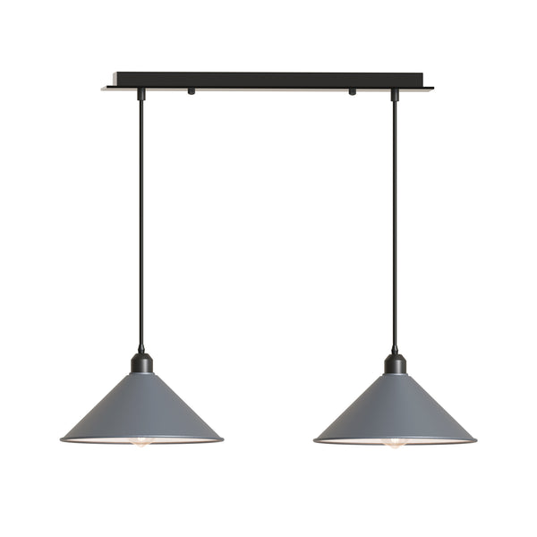 E27 2 Head Pendant Light Metal  ~6116 – Grey / Yes