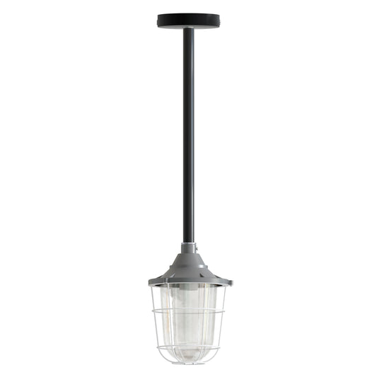 Industrial pipe ceiling pendant light kit with Conduit Fisherman Cage ~ 6114
