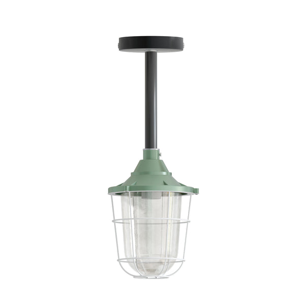 Industrial pipe ceiling pendant light kit with Conduit Fisherman Cage ~ 6114 – Green / 30cm / No