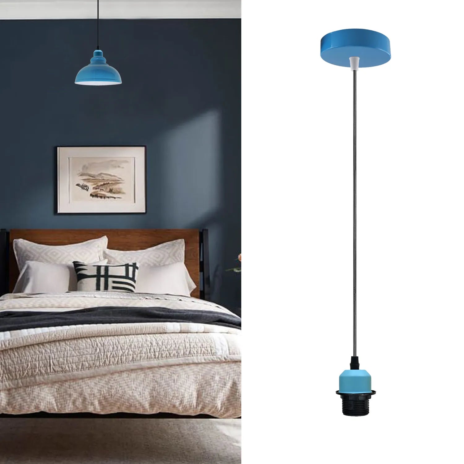 Blue Adjustable 2 pcs E27 Pendant light holder  For bedroom