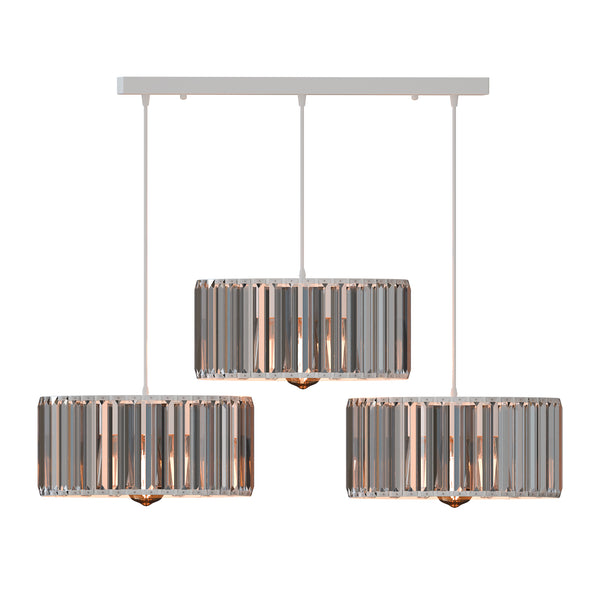 Modern Adjustable 3-Light Crystal Shade Pendant Chandelier~6125 – White / 30cm / No