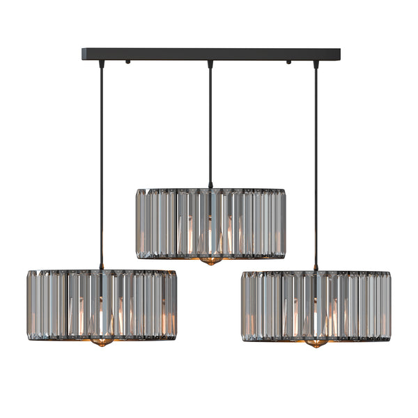 Modern Adjustable 3-Light Crystal Shade Pendant Chandelier~6125 – Black / 30cm / No