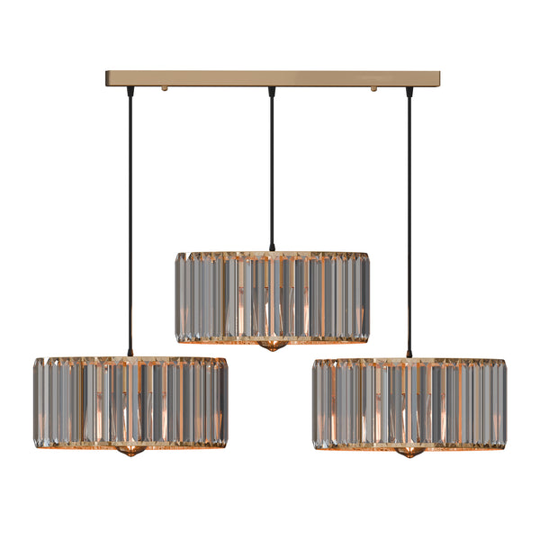 Modern Adjustable 3-Light Crystal Shade Pendant Chandelier~6125 – Gold / 30cm / No