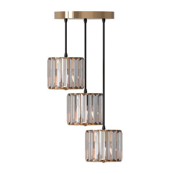Modern Crystal 3 Head Pendant Light Indoor Entrance Dining Room ~6131 – Gold / Yes