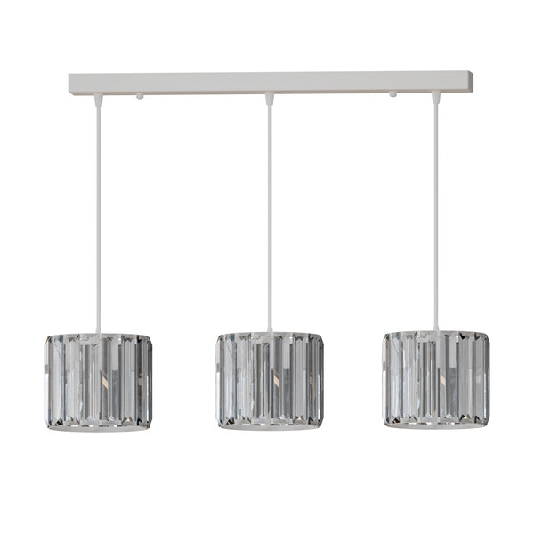 Modern Adjustable 3-Light Crystal Shade Pendant Chandelier ~ 6137 – White / No