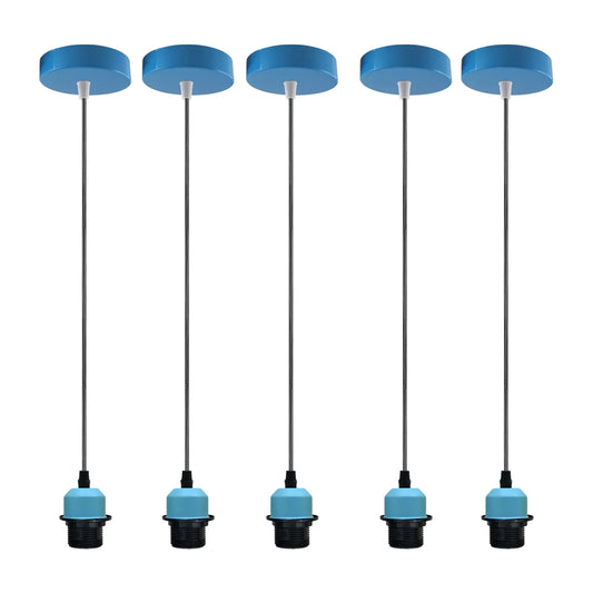 5-pack blauwe hanglamp, E27-lamphouder, plafondlamp, PVC-kabel ~ 4236