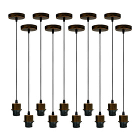 10-pack geborstelde koperen hanglamp, E27-lamphouder, PVC-kabel ~ 4254