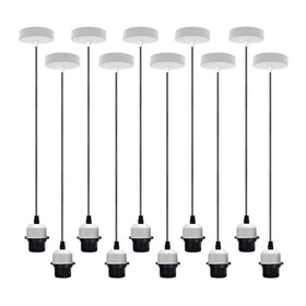 10-pack witte hanglamp, E27-lamphouder, plafondlamp, PVC-kabel ~ 4247