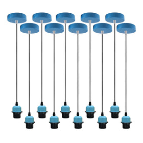 10-pack blauwe hanglamp, E27-lamphouder, plafondlamp, PVC-kabel ~ 4246