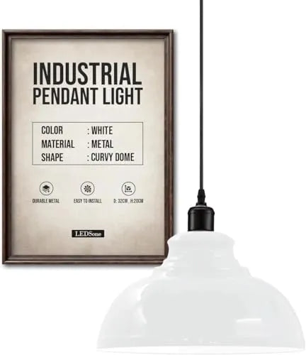Height Adjustable Metal Pendant Light ~6151 – White