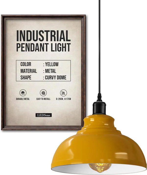 Height Adjustable Metal Pendant Light ~6151 – Yellow