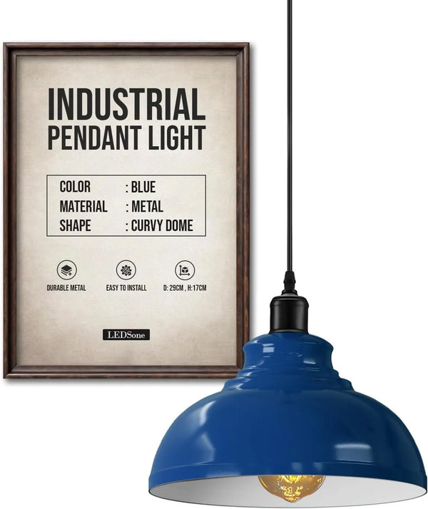 Height Adjustable Metal Pendant Light ~6151 – Navy Blue