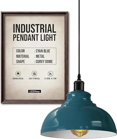 Height Adjustable Metal Pendant Light ~6151 – Cyan Blue