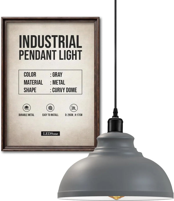 Height Adjustable Metal Pendant Light ~6151 – Gray