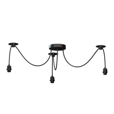 Industrial Black E27 Base Ceiling Spider Pendant Light Fitting ~ 6180