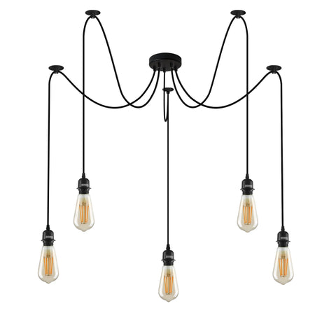 Industrial Black E27 Base Ceiling Spider Pendant Light Fitting ~ 6180