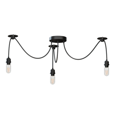 Industrial Black E27 Base Ceiling Spider Pendant Light Fitting ~ 6180