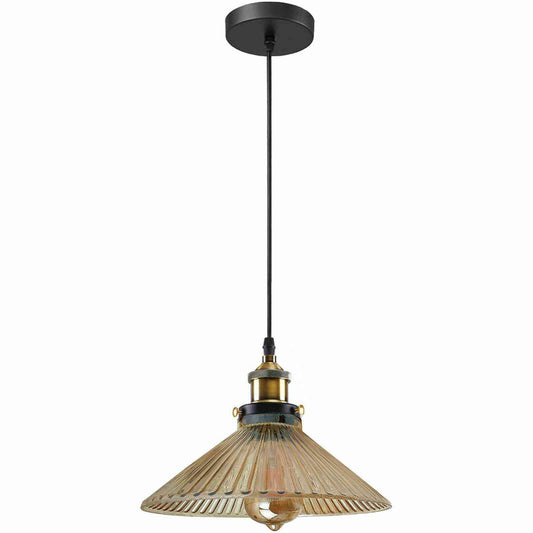 Minimalist lighting lighting setup with a single glass pendant in a dimly lit room.