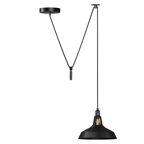 Shaded 2M Pulley Pendant Light ~6398 – Black