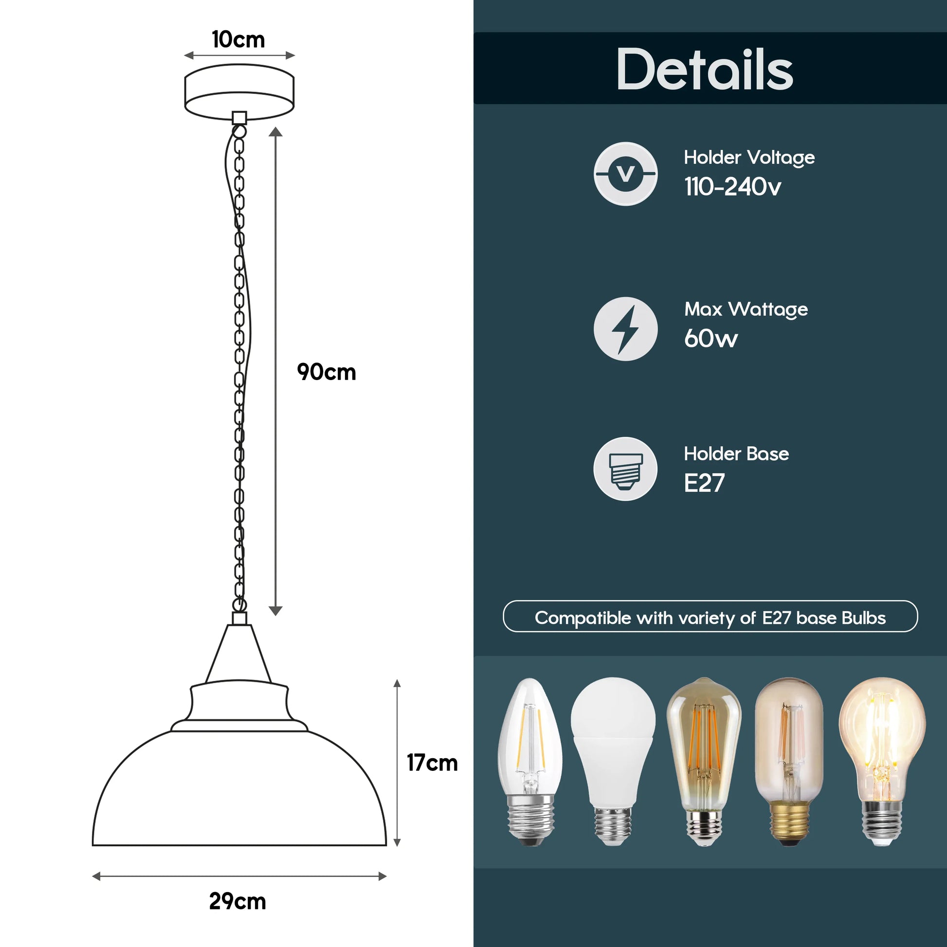 Vintage Industrial Retro Ceiling Metal Pendant Lamp Shade 