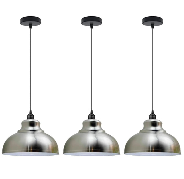 3 Set Single Pendant Ceiling Light ~6691 – Satiniertes Nickel