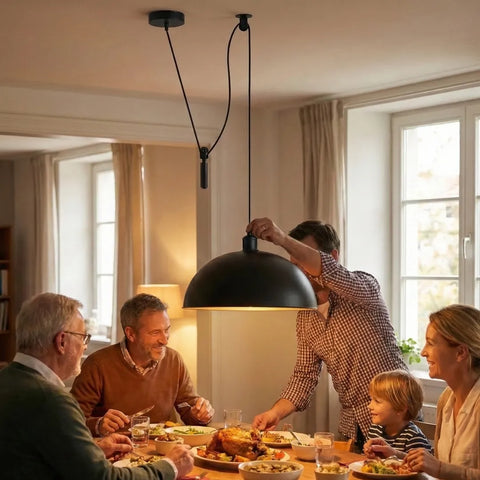 Black Rise and Fall Pulley Pendant Light ~6520