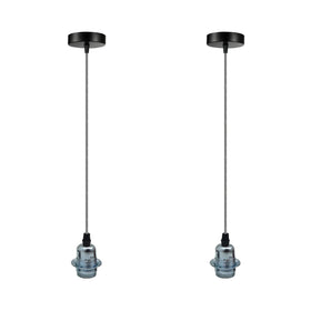 2-pack vintage industriële chromen hanglamp, lamphouder plafondlamp~4259